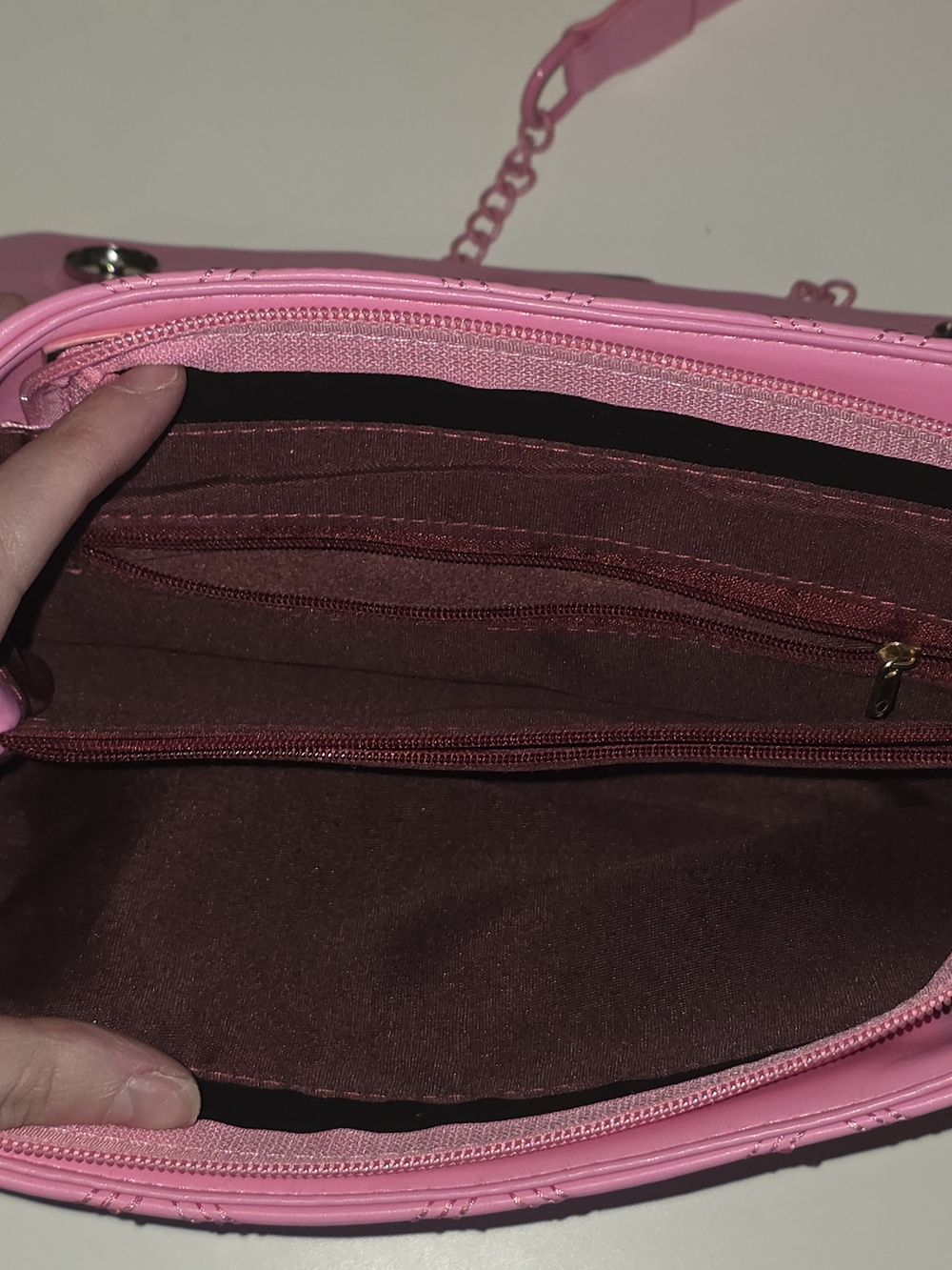 Dolls Kill Pink Quilted Chain-Detail Crossbody Bag - Picture 8 of 15